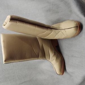 Women's Vintage Revette Creation Nylon High Boots Tan Size 10